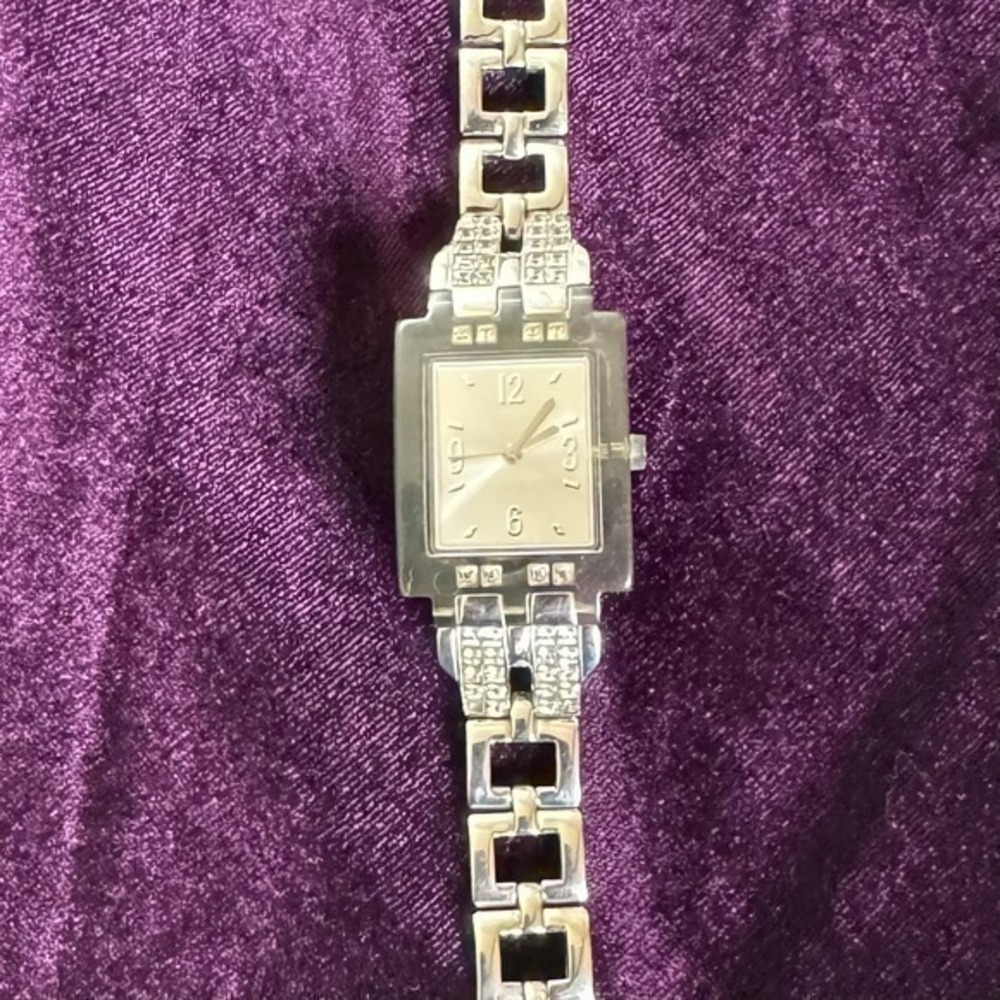 Vintage!!  SWATCH Watch - acrylic, stainless, and crystal tank style watch